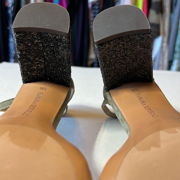 BANANA REPUBLIC Women’s Glitter High Block Heel Sandals Green Size 8.5 - Picture 10 of 15
